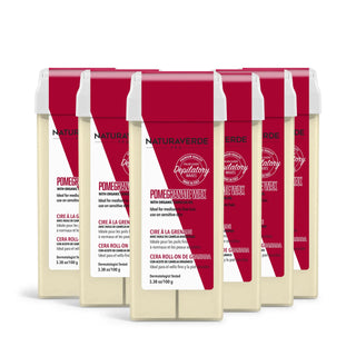 Pomegranate Roll-On Wax Refill by NaturaverdePro – six roll-on wax cartridges with camellia oil