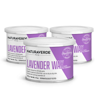 Lavender Soft Wax Refill by NaturaverdePro – three cans of Lavender soft wax with chamomile