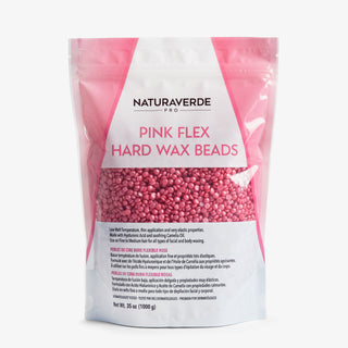 Pink Flex Hard Wax Beads 2.2 lb (35 oz) by NaturaverdePro, low-melt stripless hard wax