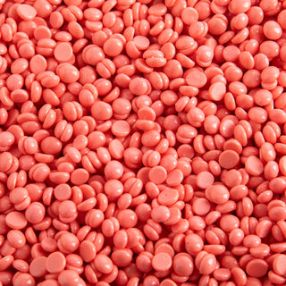 Titanium Pink synthetic film wax beads close-up